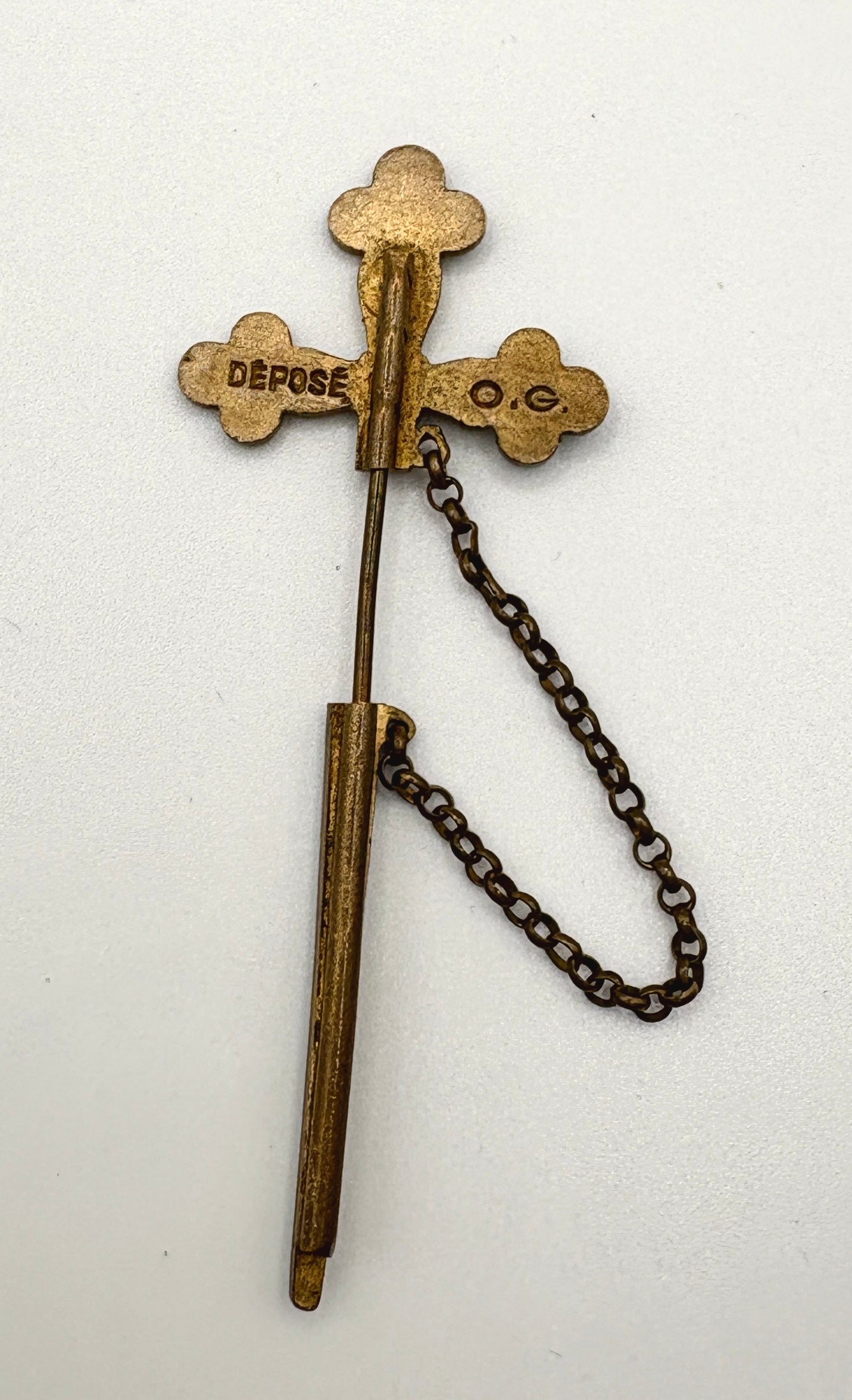 Antqiue French Turquoise Cross Sword Tie Pin / Pin