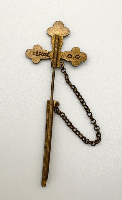 Antqiue French Turquoise Cross Sword Tie Pin / Pin