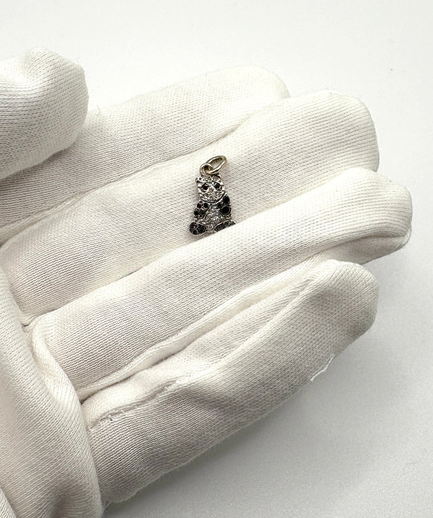 Dodo Panda Charm, white 18ct 750 gold, black and white diamonds