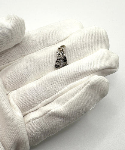 Dodo Panda Charm, white 18ct 750 gold, black and white diamonds