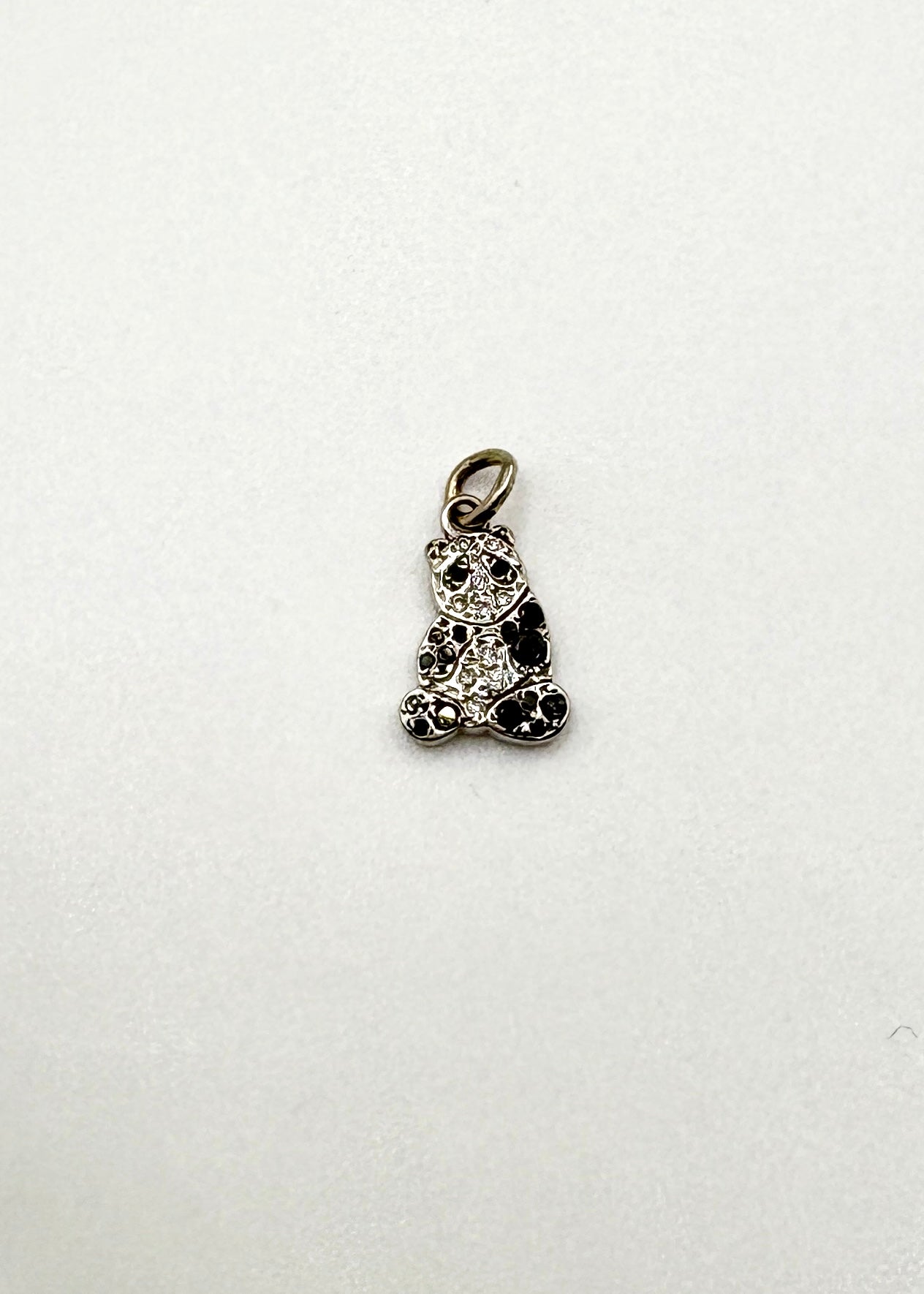 Dodo Panda Charm, white 18ct 750 gold, black and white diamonds