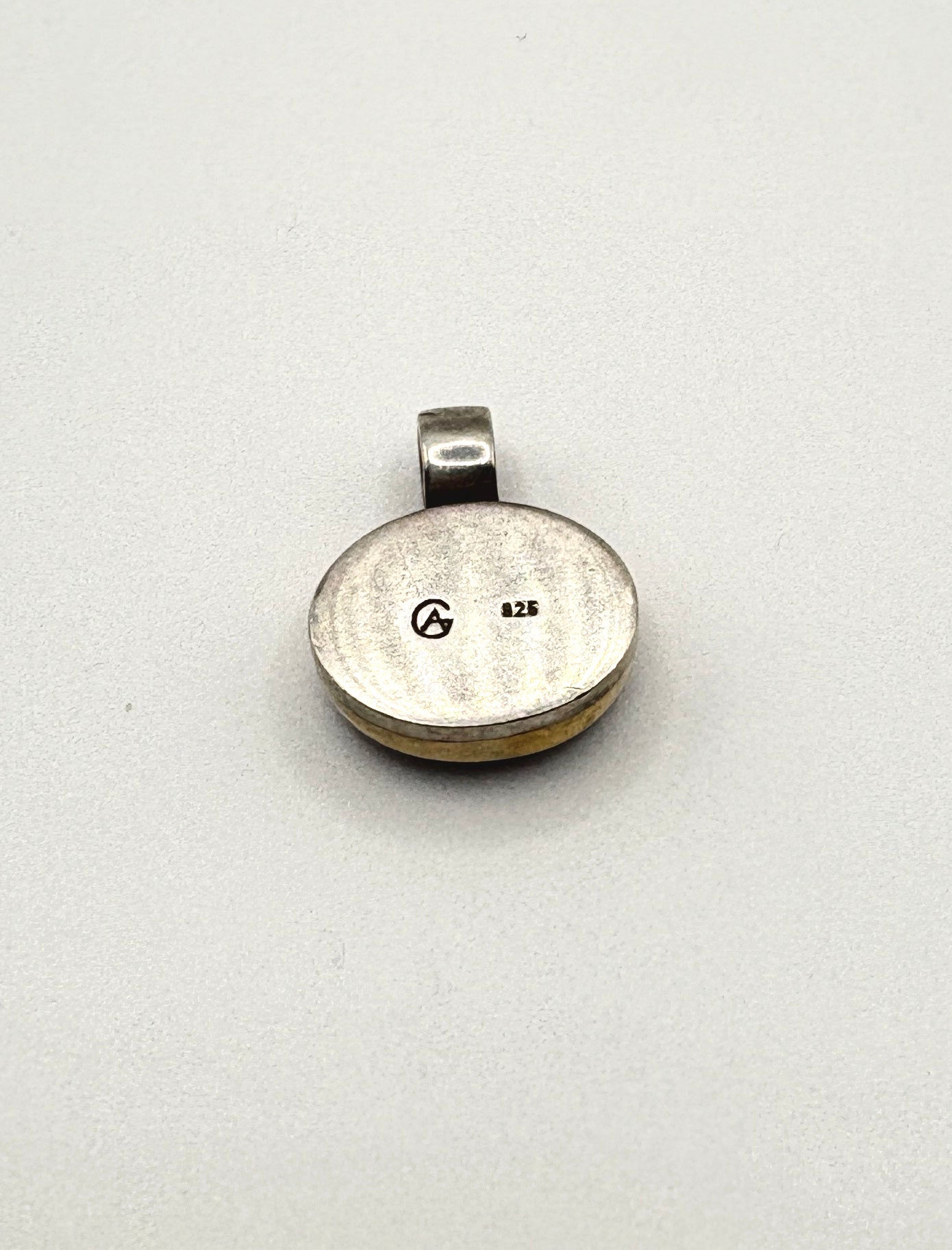 Cabachon Lapis Pendant set in Solid Silver 925 & Gold