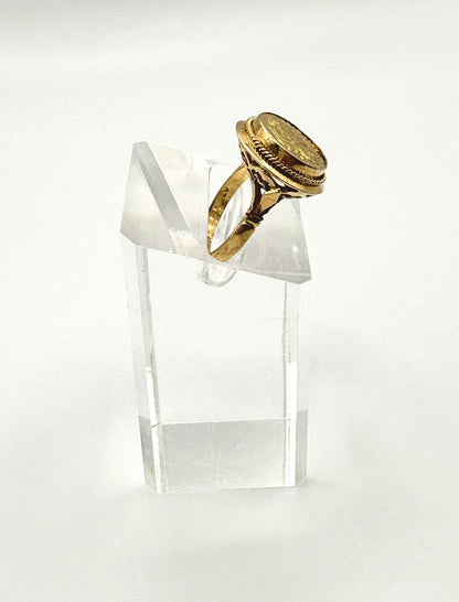 Vintage 18ct yellow gold Ring With a 21ct gold Roman Coin