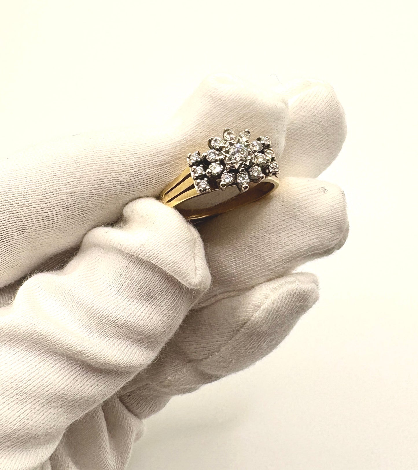 18ct Yellow Gold Statement Ring with Diamonds