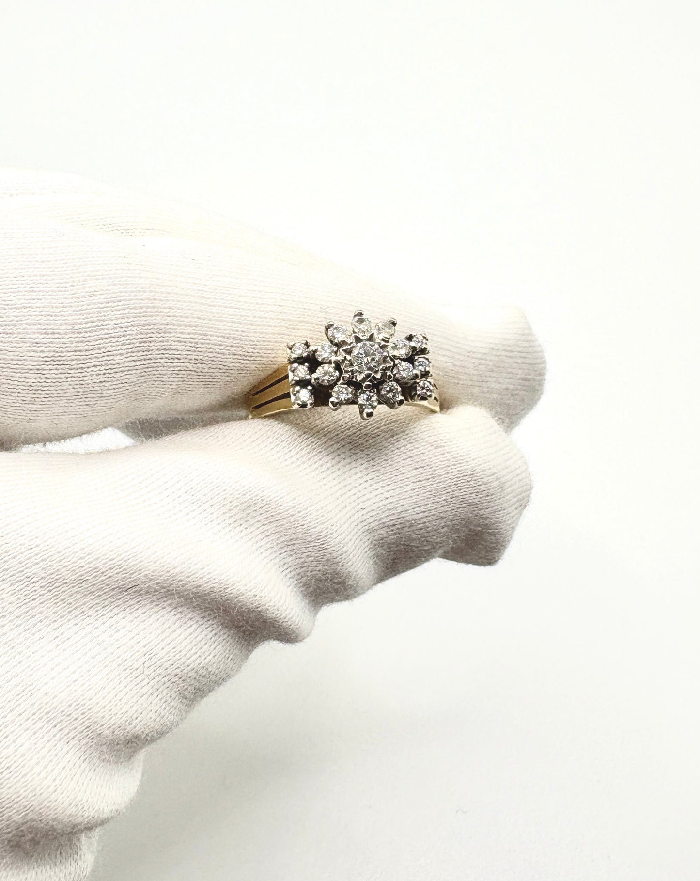 18ct Yellow Gold Statement Ring with Diamonds