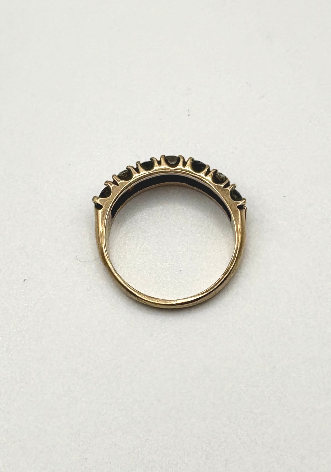 9ct Gold Band Ring with Clear & Blue Sapphires