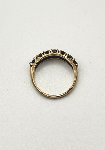 9ct Gold Band Ring with Clear & Blue Sapphires