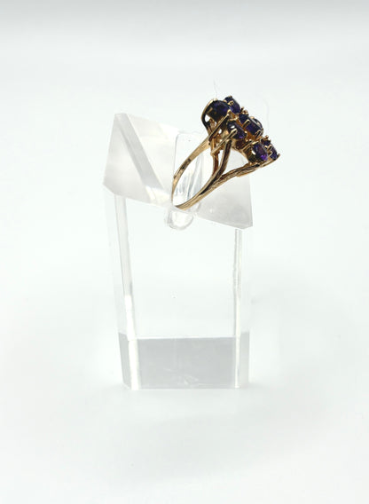 9ct Yellow Gold Amethyst Flower Statement Ring