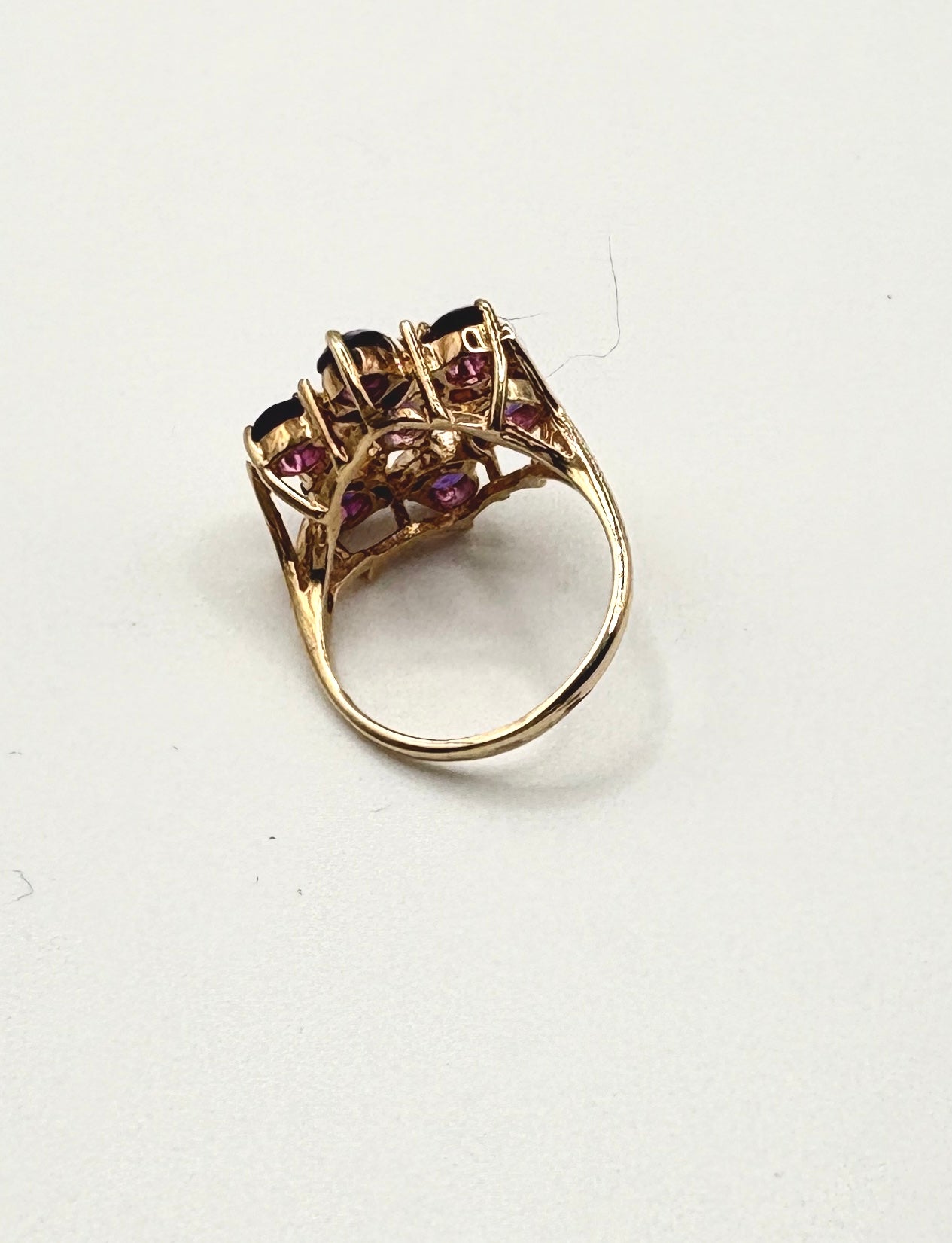 9ct Yellow Gold Amethyst Flower Statement Ring