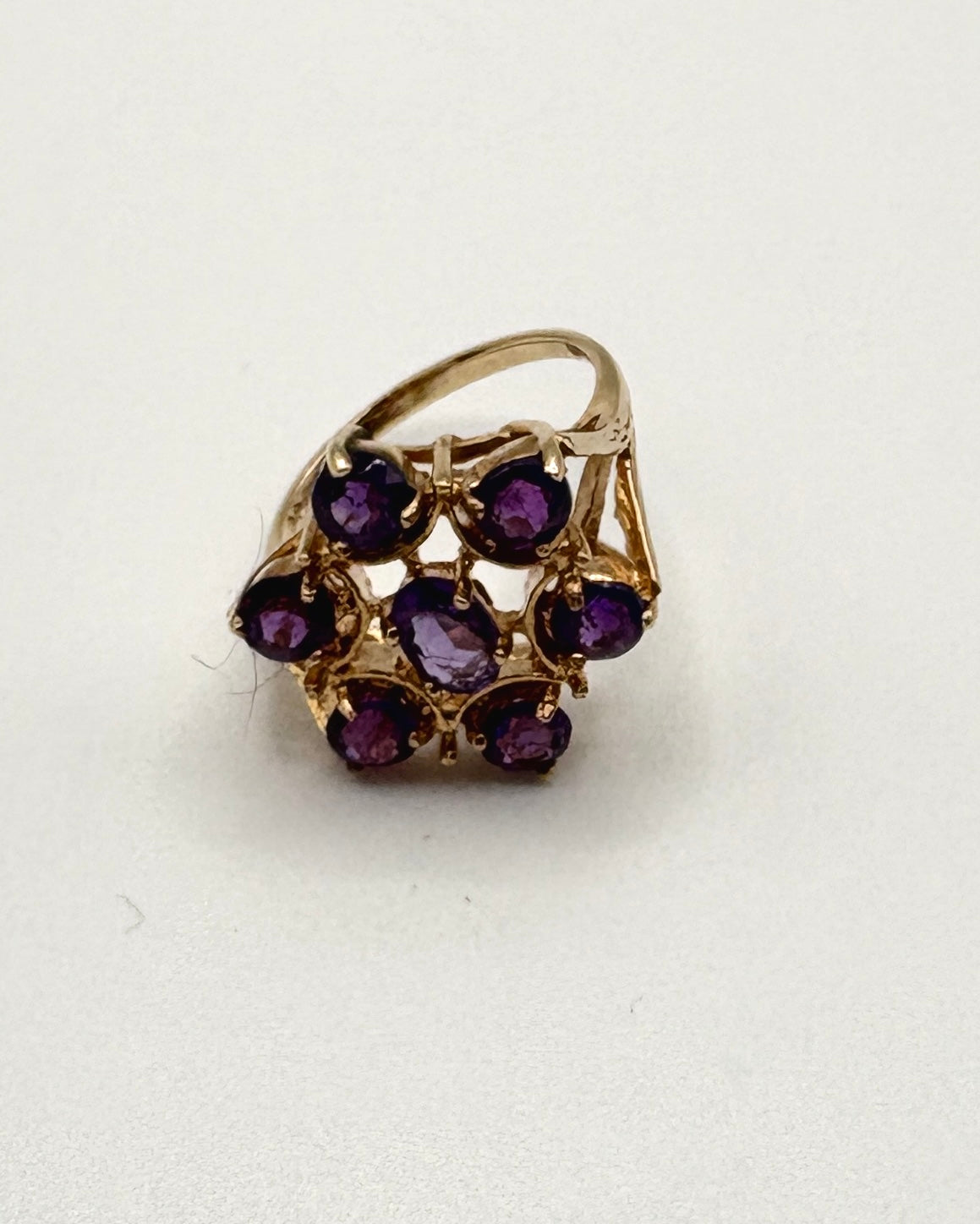 9ct Yellow Gold Amethyst Flower Statement Ring