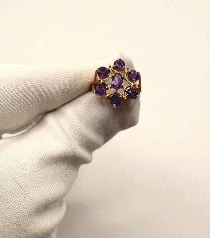 9ct Yellow Gold Amethyst Flower Statement Ring
