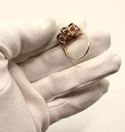 9ct Yellow Gold Amethyst Flower Statement Ring