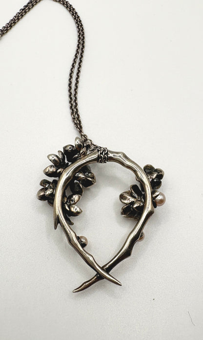 Shaun Leane Flower Necklace Solid Silver 925 & Enamel & Pink sapphire stones