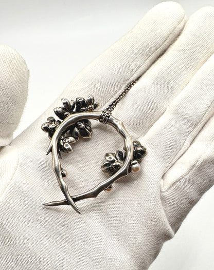 Shaun Leane Flower Necklace Solid Silver 925 & Enamel & Pink sapphire stones