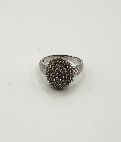 Solid 9ct White Gold Ring With Diamonds