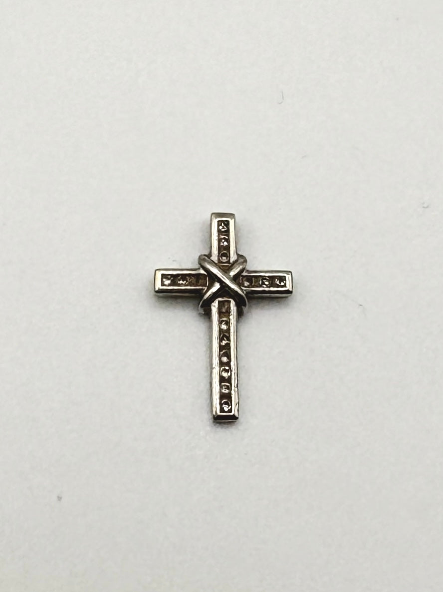 Solid 9ct White Gold Cross Pendant With Diamonds