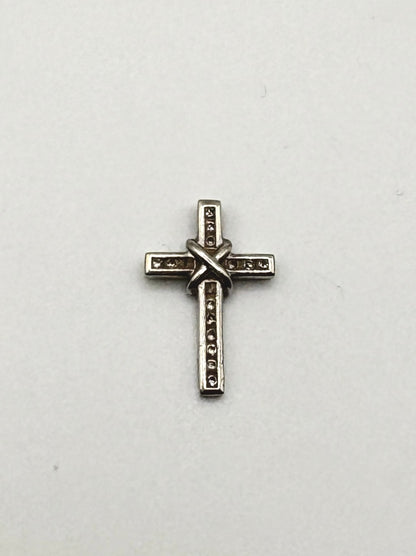 Solid 9ct White Gold Cross Pendant With Diamonds