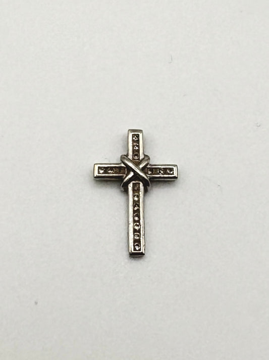 Solid 9ct White Gold Cross Pendant With Diamonds