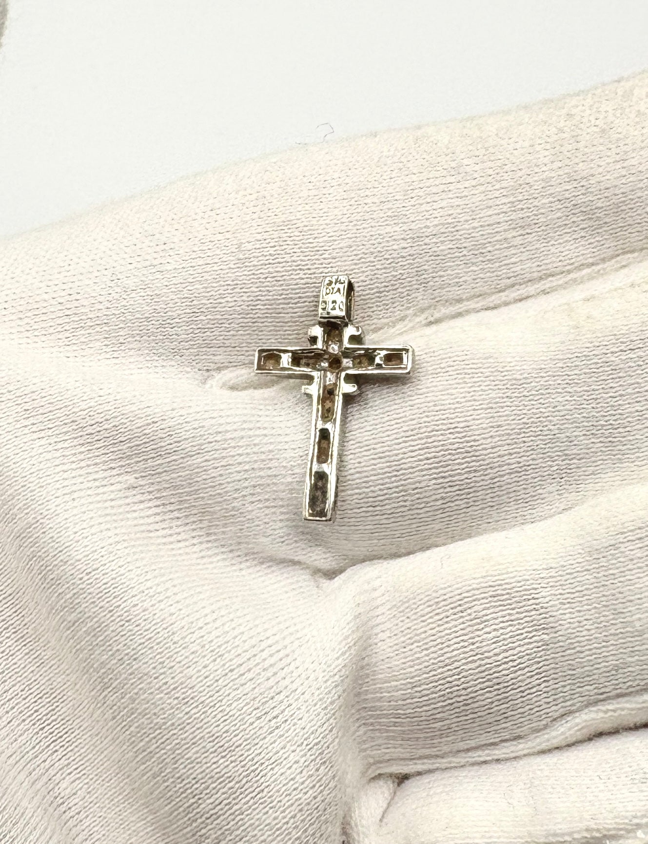 Solid 9ct White Gold Cross Pendant With Diamonds