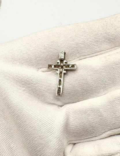 Solid 9ct White Gold Cross Pendant With Diamonds