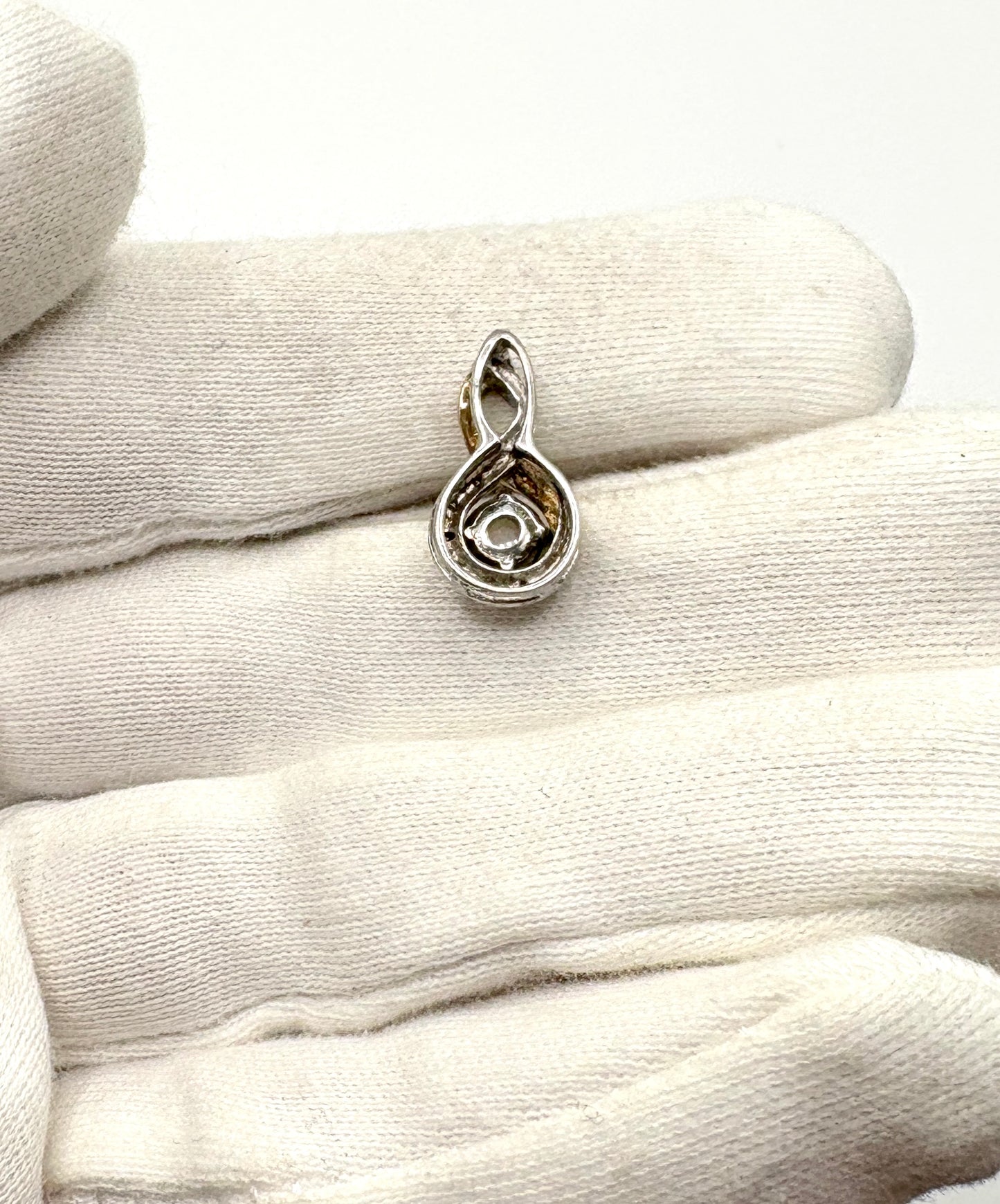 Opal & Diamond Pendant Solid Silver 925 & 9ct yellow Gold