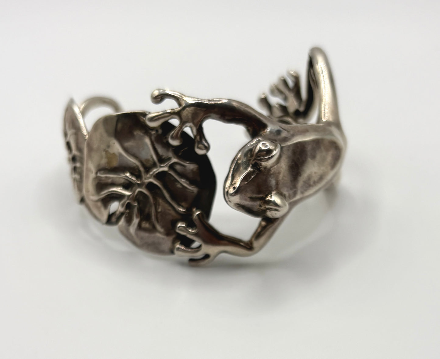Emilia Castillo Vintage Frog Bracelet Cuff Solid Silver 925