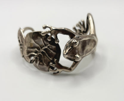 Emilia Castillo Vintage Frog Bracelet Cuff Solid Silver 925