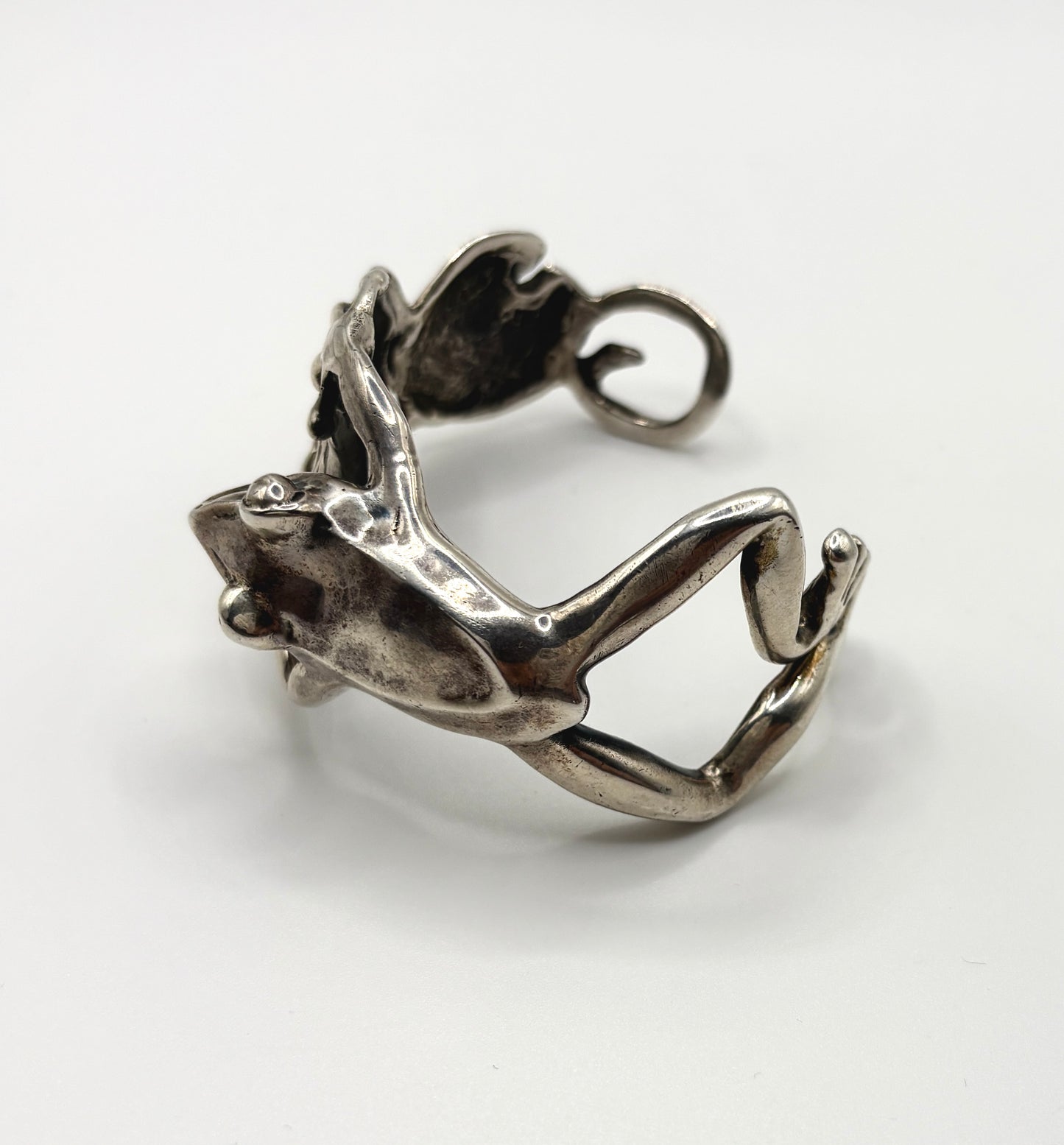 Emilia Castillo Vintage Frog Bracelet Cuff Solid Silver 925