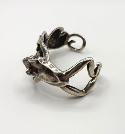 Emilia Castillo Vintage Frog Bracelet Cuff Solid Silver 925