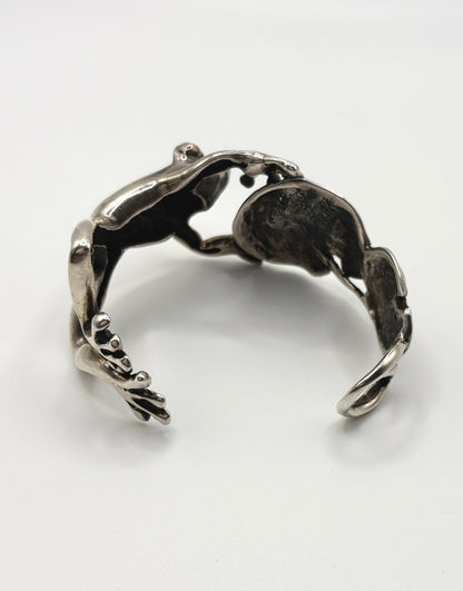 Emilia Castillo Vintage Frog Bracelet Cuff Solid Silver 925