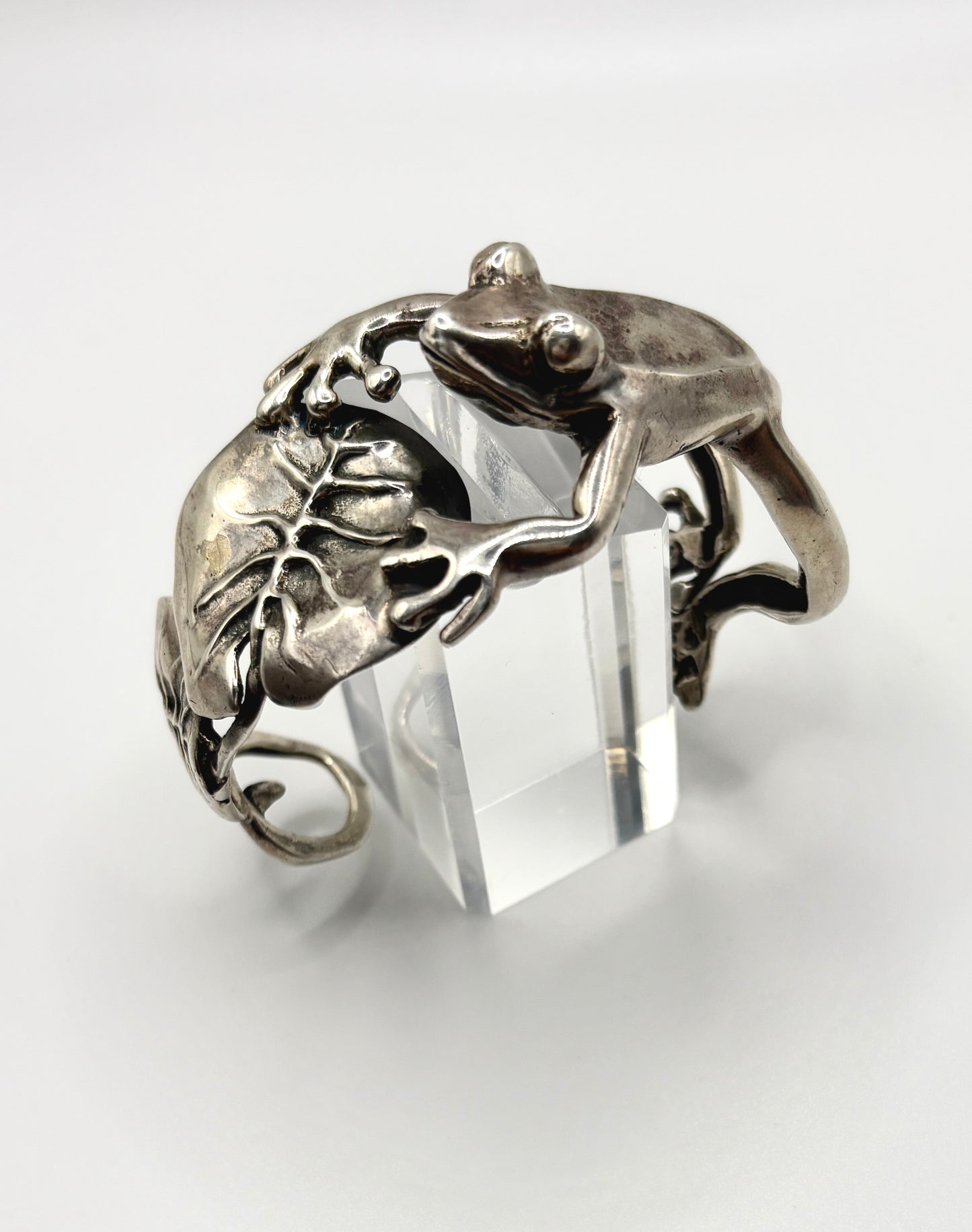 Emilia Castillo Vintage Frog Bracelet Cuff Solid Silver 925