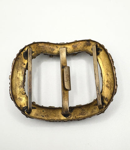 Antique Austro-Hungarian Belt Buckle, base metal with Garnet & Mother of pearl