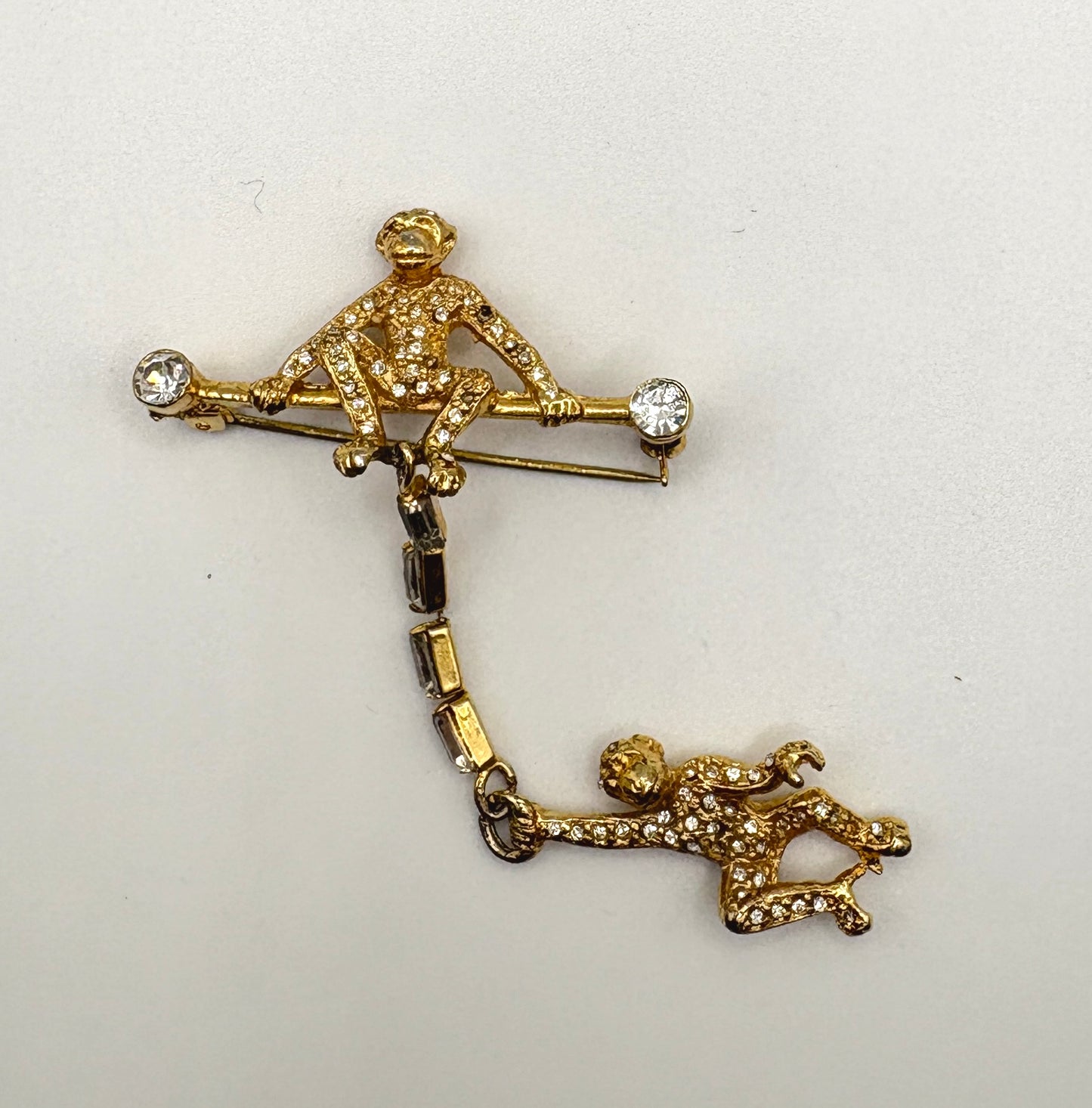 Vintage Butler Wilson Monkey Brooch gold coloured base metal