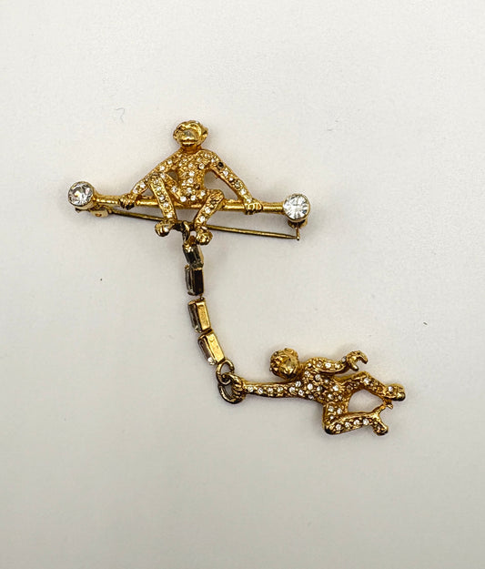 Vintage Butler Wilson Monkey Brooch gold coloured base metal