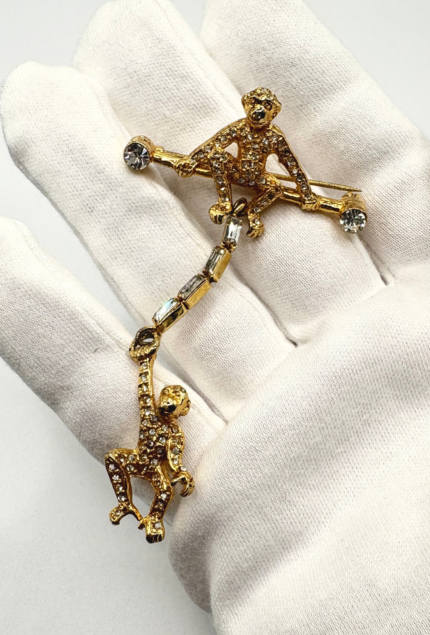 Vintage Butler Wilson Monkey Brooch gold coloured base metal