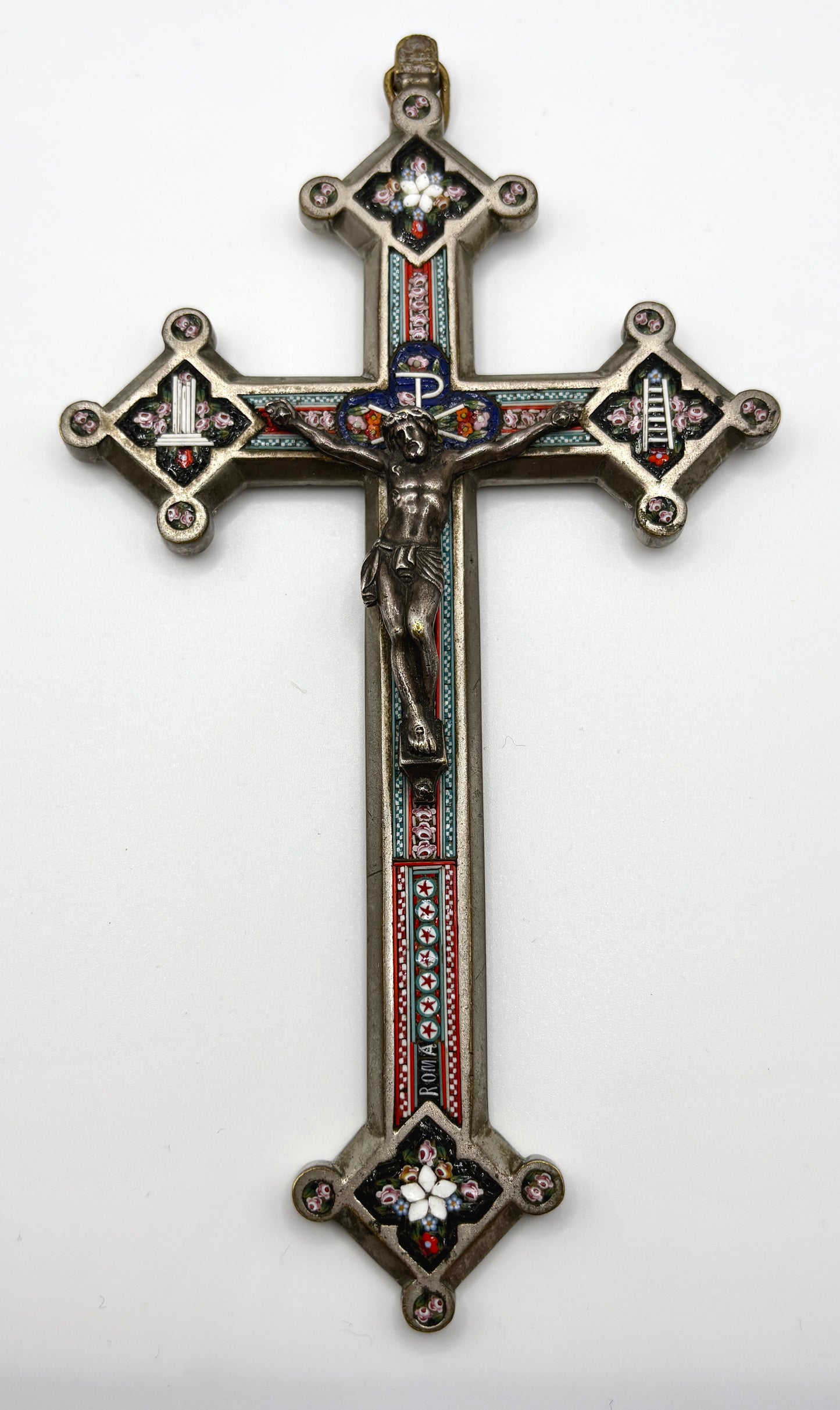 Antique Micro Mosaic Crucifix - Roma