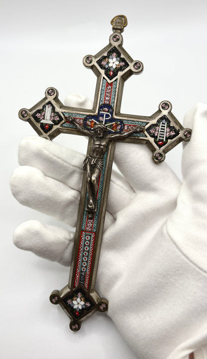 Antique Micro Mosaic Crucifix - Roma