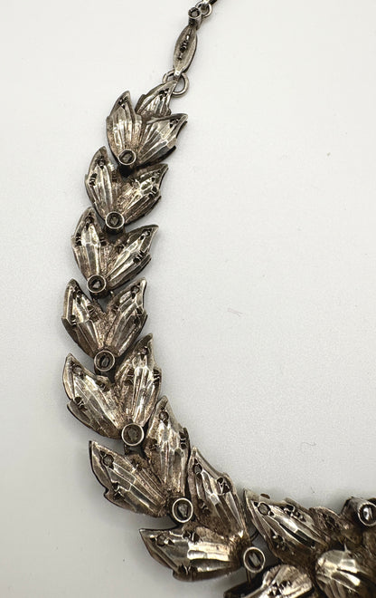 1920s Art Deco Solid Silver Necklace with Diamond clusters (Great Gatsby Style)