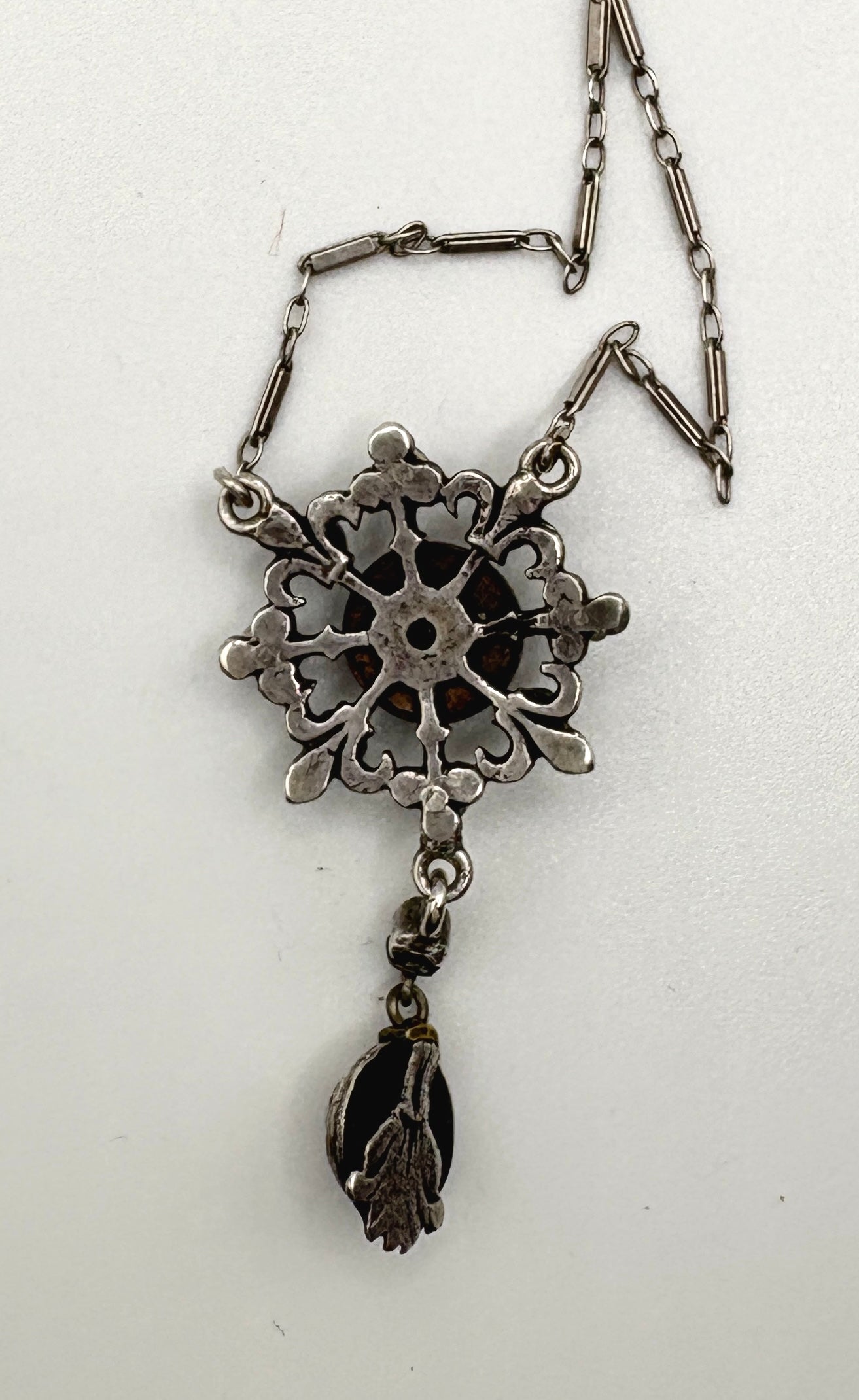 Antique Austro-Hungarian Solid Silver Necklace with garnets