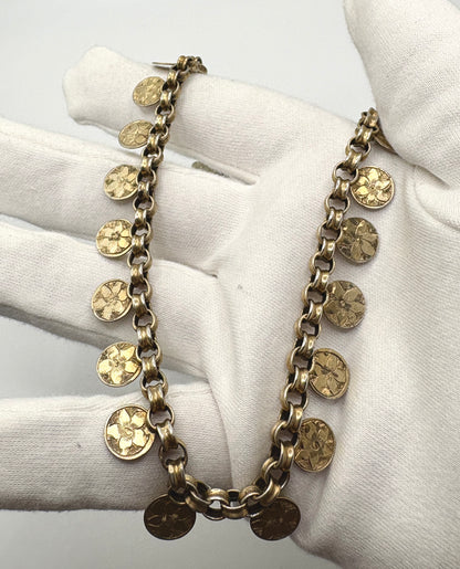 Antique Victorian Solid silver gold gilt Necklace/Collar