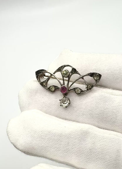 Belle Epoque Ruby & Gemstones, Sterling Silver Brooch