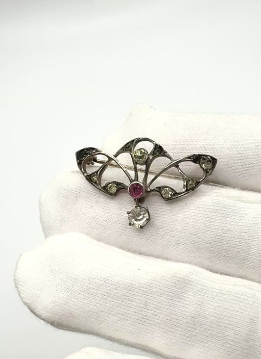 Belle Epoque Ruby & Gemstones, Sterling Silver Brooch