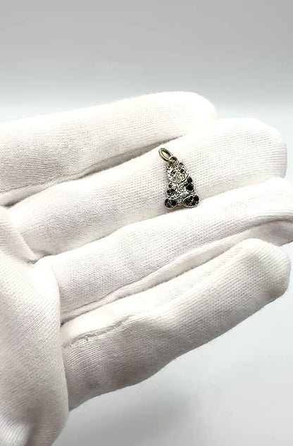 Dodo Panda Charm, white 18ct 750 gold, black and white diamonds