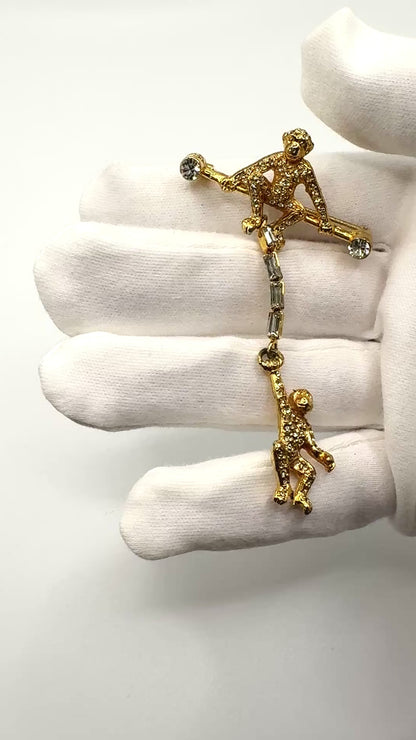 Vintage Butler Wilson Monkey Brooch gold coloured base metal